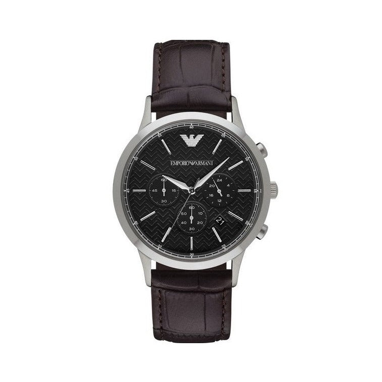 Emporio Armani Renato Chronograph Black Dial Brown Leather Strap Watch For Men - AR2482 Buy Now By Emporio Armani