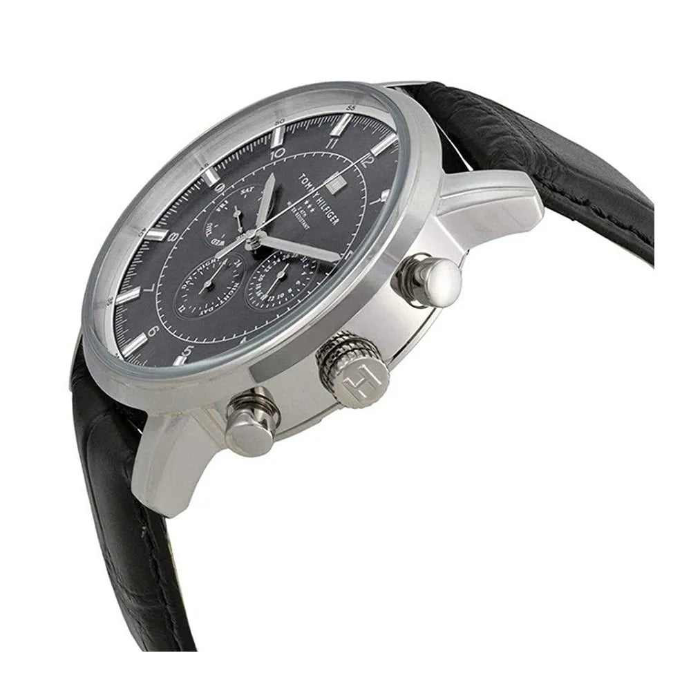 Tommy Hilfiger Harrison Chronograph Black Dial Black Leather Strap Watch for Men - 1790875 Buy Now By Tommy Hilfiger