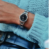 Daniel Wellington Iconic Link Black Dial Silver Steel Strap Watch For Women - DW00100206 Buy Now By Daniel Wellington