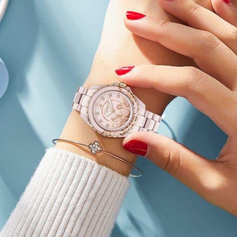 Coach Preston Pink Dial Pink Steel Strap Watch for Women - 14503465 Buy Now By Coach