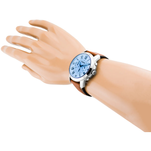 Fossil Grant Chronograph Blue Dial Brown Leather Strap Watch for Men - FS5184 Buy Now By Fossil