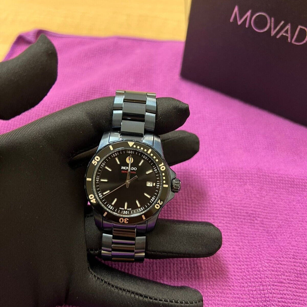 Movado Series 800 Black Dial Blue Ion Plated Steel Strap Watch for Men - 2600139 Buy Now By Movado