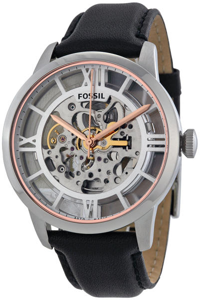 Fossil Townsman Automatic Skeleton Silver Dial Black Leather Strap Watch for Men - ME3041 Buy Now By Fossil