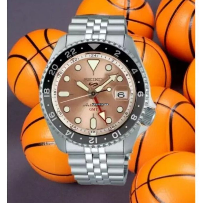 Seiko 5 Sports GMT Thong Sia Limited Edition Brown Dial Silver Steel Strap Watch for Men - SSK043K1 Buy Now By Seiko