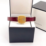 Gucci Grip Quartz Gold Dial Maroon Leather Strap Watch For Women - YA157413 Buy Now By Gucci