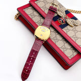 Gucci Grip Quartz Gold Dial Maroon Leather Strap Watch For Women - YA157413 Buy Now By Gucci
