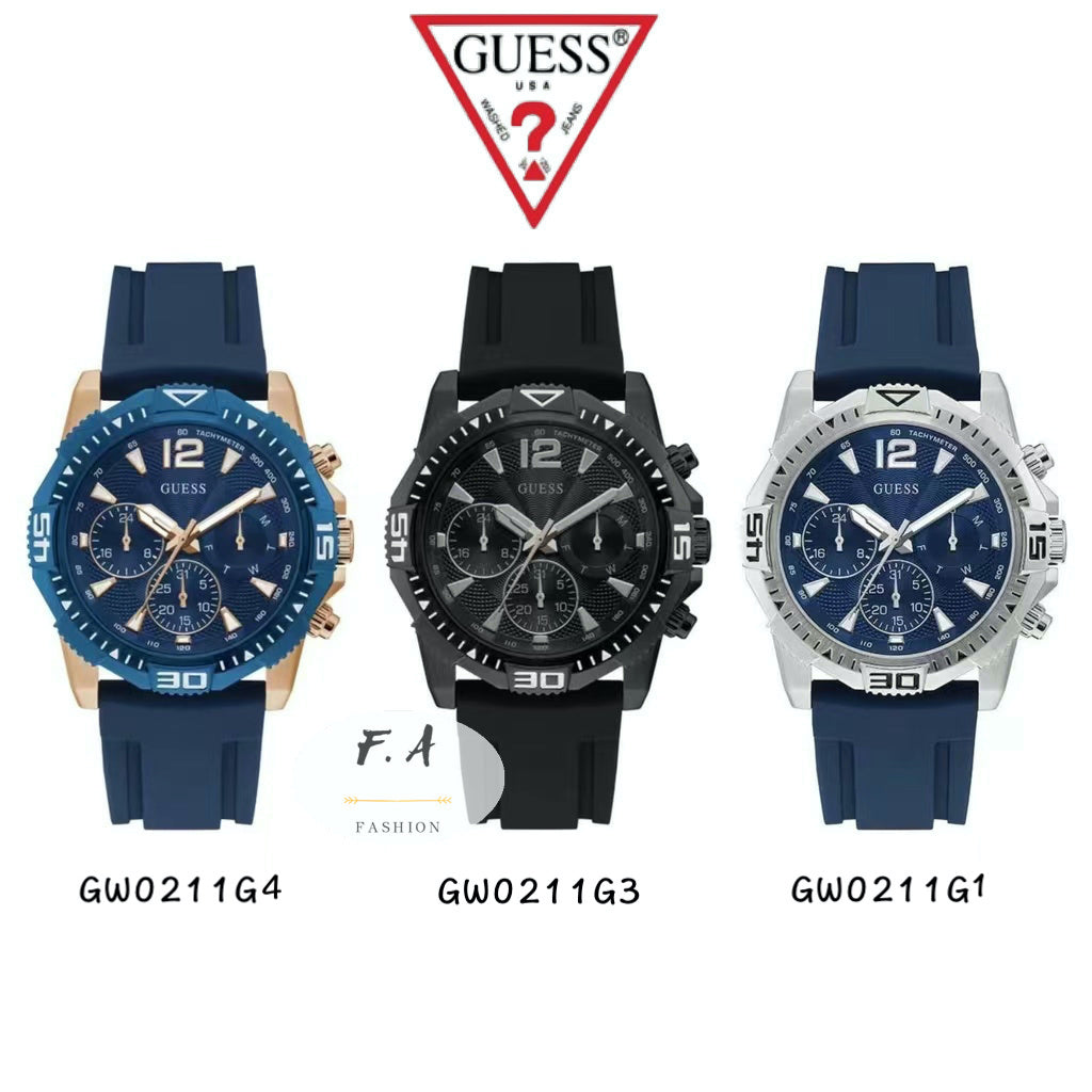 Guess Commander Blue Dial Blue Rubber Strap Watch for Men - GW0211G1 Buy Now By Guess