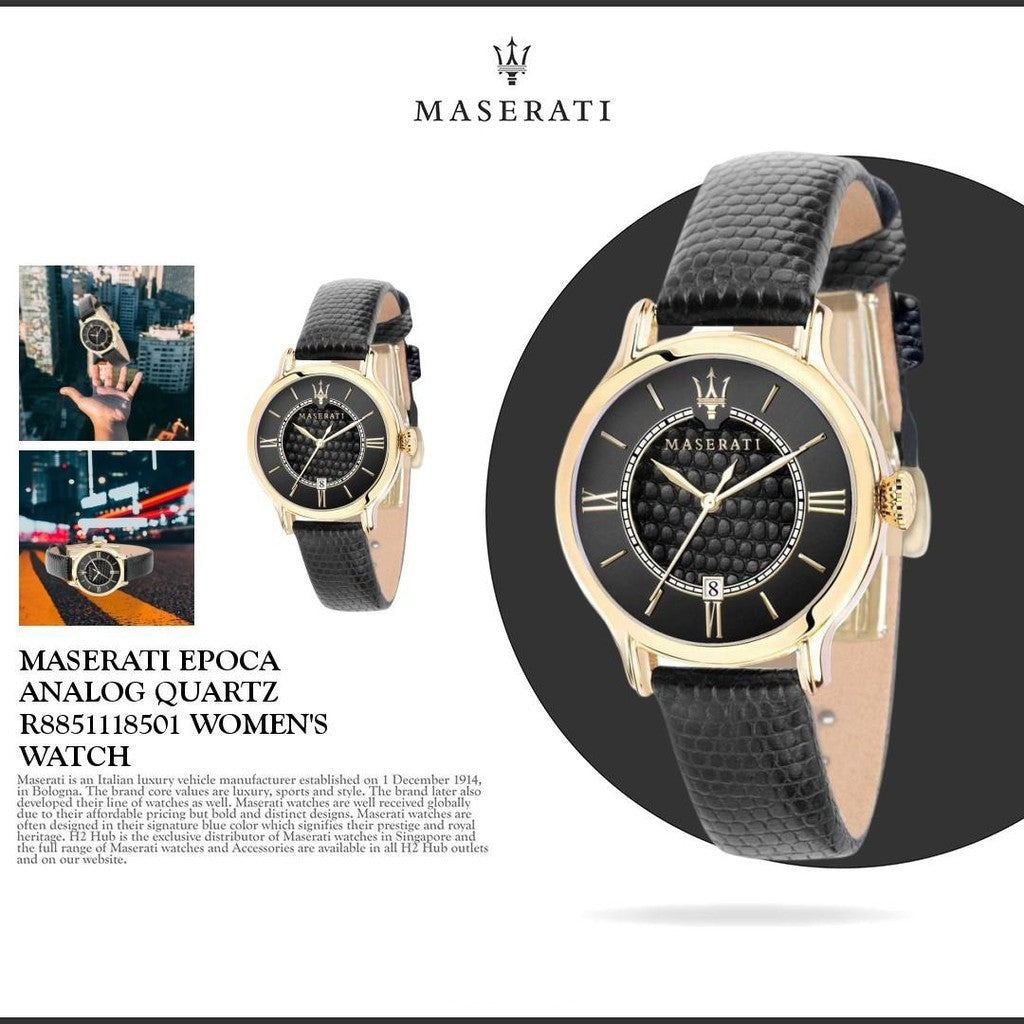 Maserati Epoca Black Dial Black Leather Strap Watch For Women - R8851118501 Buy Now By Maserati