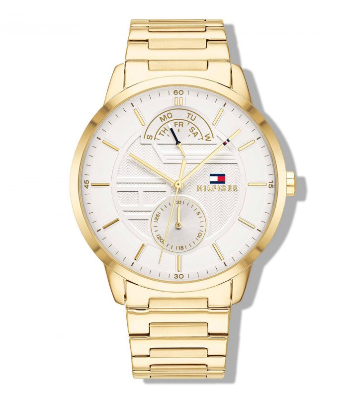 Tommy Hilfiger Hunter White Dial Gold Steel Strap Watch for Men - 1791609 Buy Now By Tommy Hilfiger