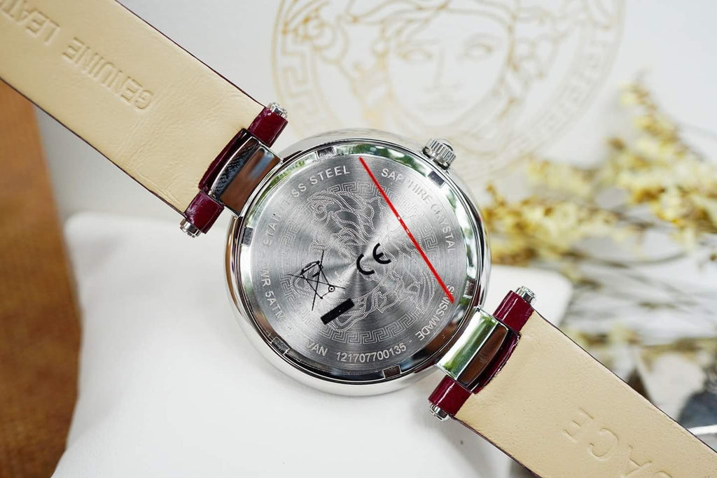 Versace Olympo Crystal Gleam White Dial Purple Leather Strap Watch for Women - VAN010016 Buy Now By Versace