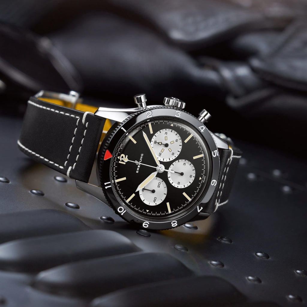 Breitling Avi Ref. 765 1964 Re Edition Black Dial Black Leather Strap Watch for Men - AB09451A1B1X1 Buy Now By Breitling