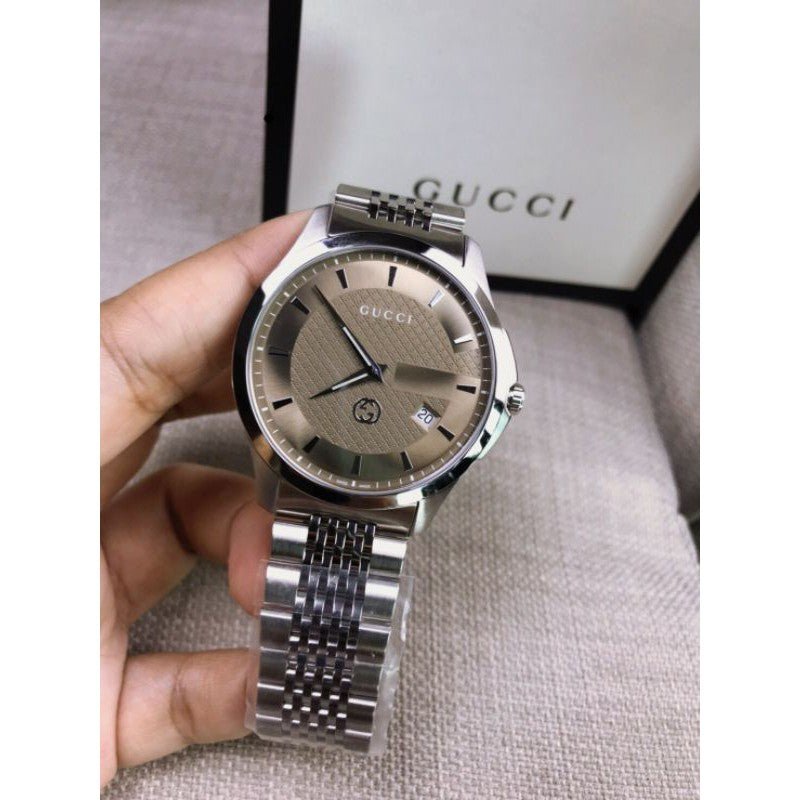 Gucci G Timeless Brown Dial Silver Steel Strap Watch For Men - YA126406 Buy Now By Gucci