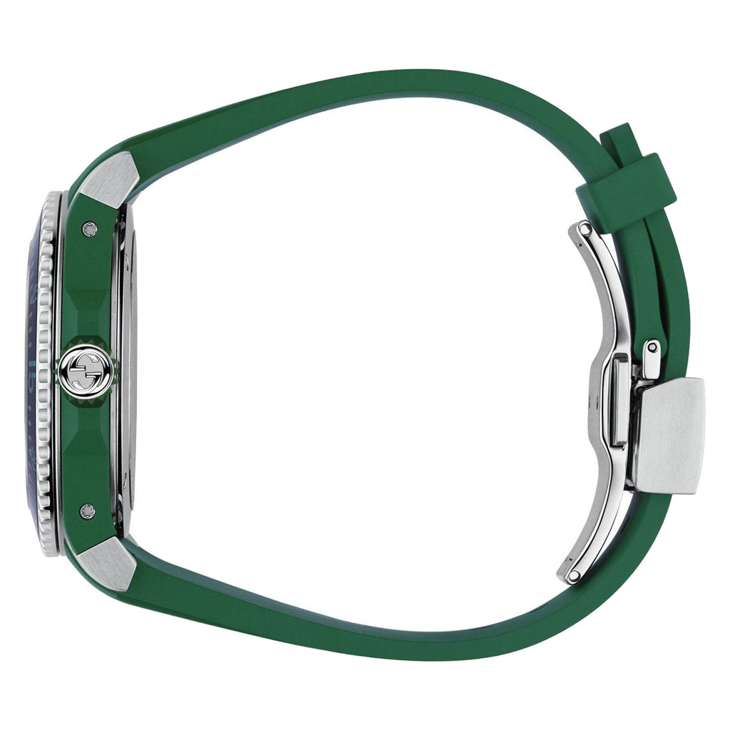Gucci Dive Black Dial Green Rubber Strap Watch For Men - YA136310 Buy Now By Gucci