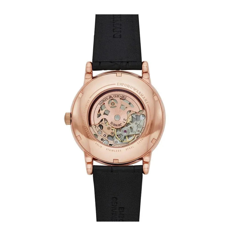 Emporio Armani Meccanico Black Dial Black Leather Watch For Men - AR60004 Buy Now By Emporio Armani