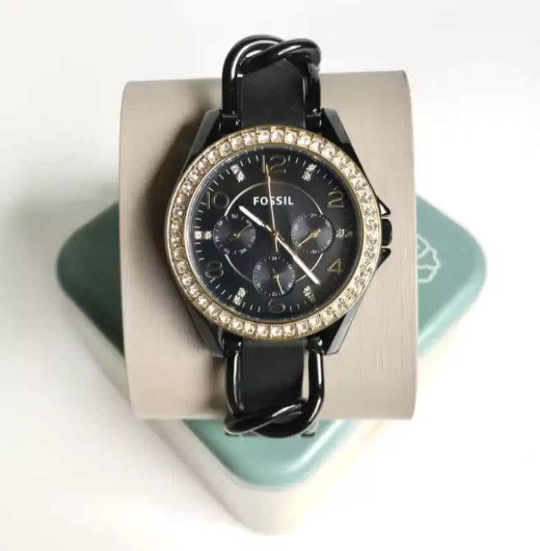 Fossil Riley Black Dial Black Leather Strap Watch for Women - ES3696 Buy Now By Fossil