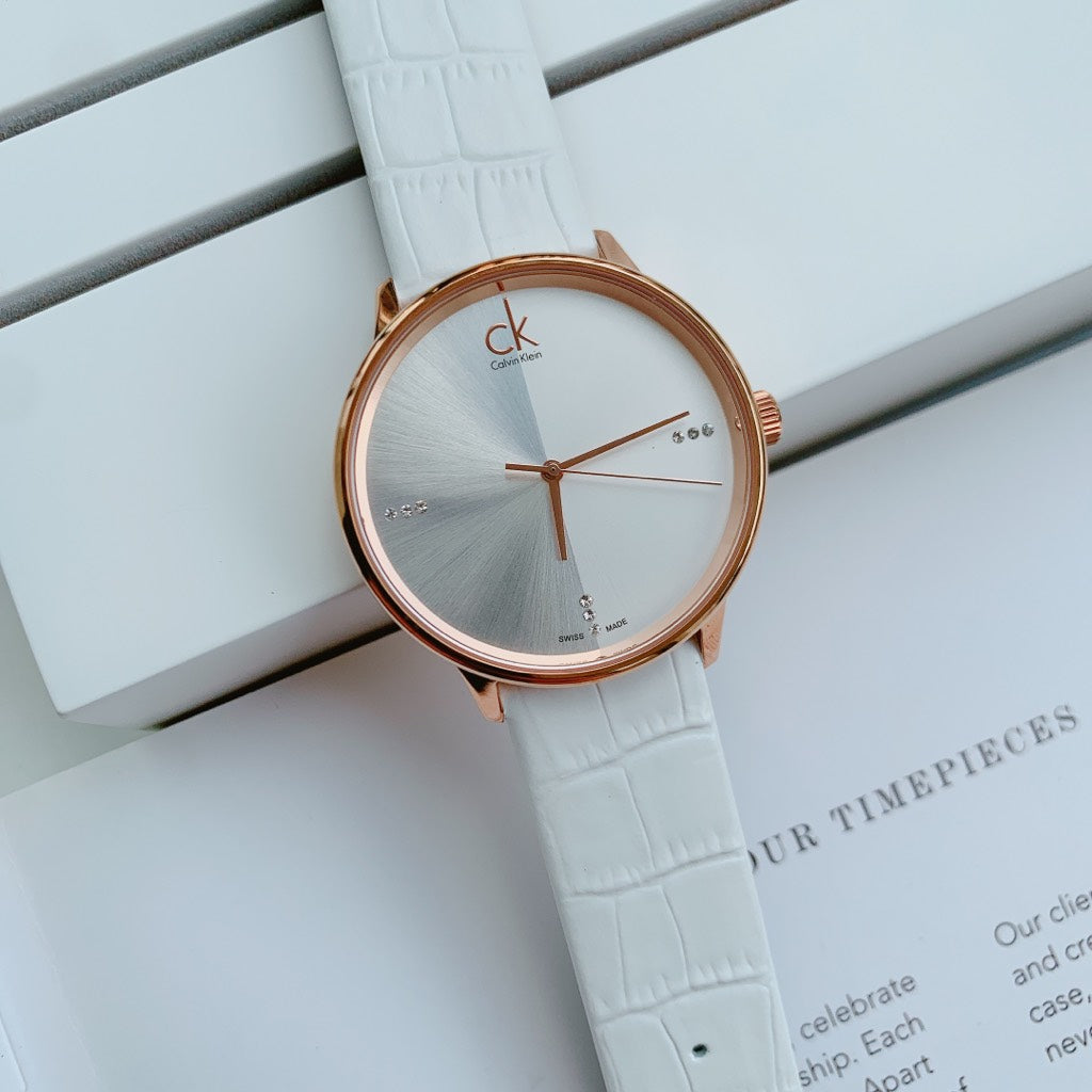 Calvin Klein Accent White Dial White Leather Strap Watch for Men - K2Y2X6KW Buy Now By Calvin Klein