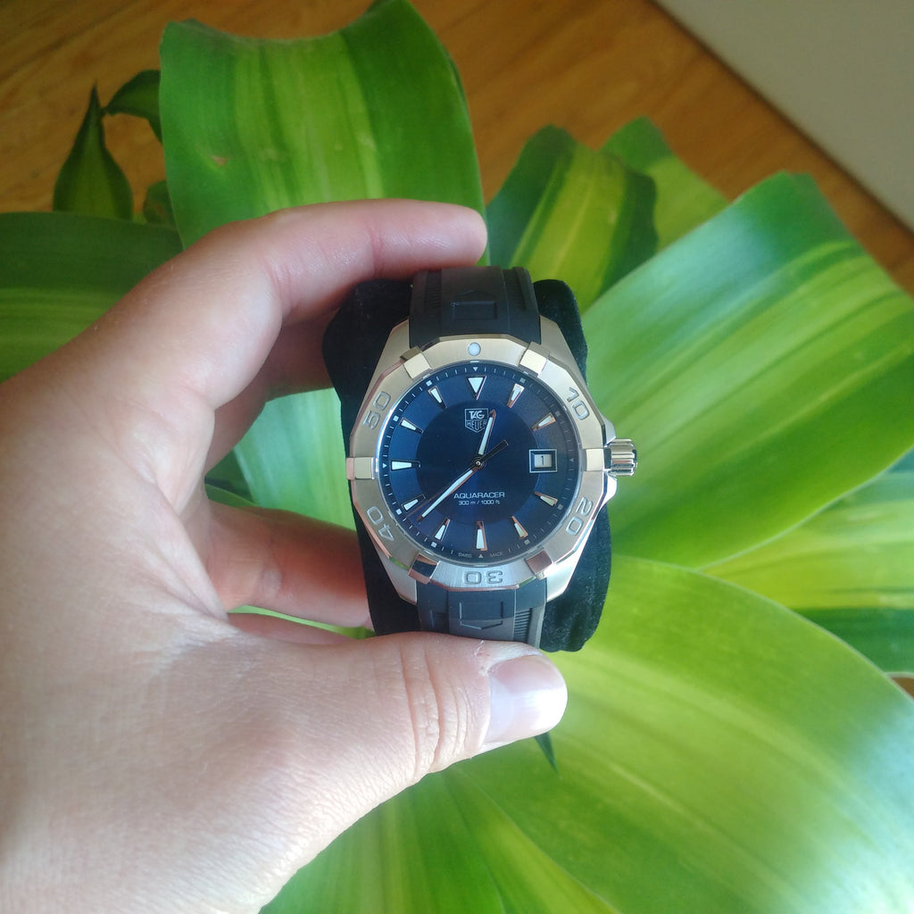 Tag Heuer Aquaracer Quartz Blue Dial Black Rubber Strap Watch for Men - WAY1112.FT8021 Buy Now By Tag Heuer