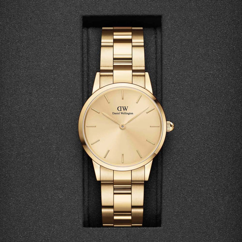 Daniel Wellington Iconic Link Unitone Gold Dial Gold Steel Strap Watch For Women - DW00100403 Buy Now By Daniel Wellington