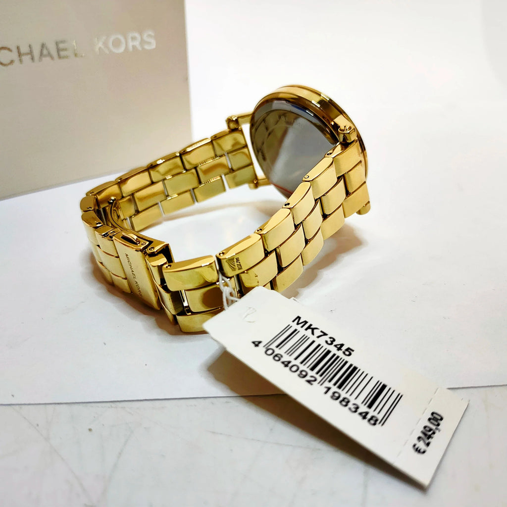 Michael Kors Corey Three Hand Black Dial Gold Steel Strap Watch for Women - MK7345 Buy Now By Michael Kors