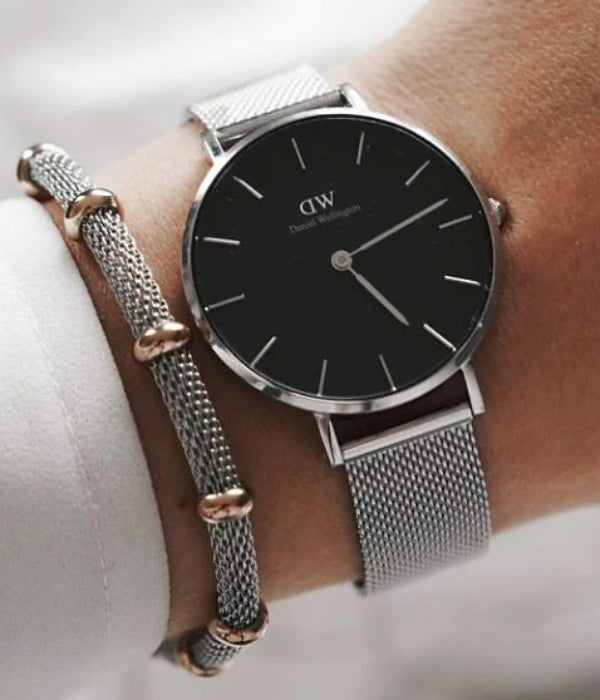 Daniel Wellington Classic Petite Sterling Black Dial Silver Mesh Bracelet Watch For Women - DW00100162 Buy Now By Daniel Wellington