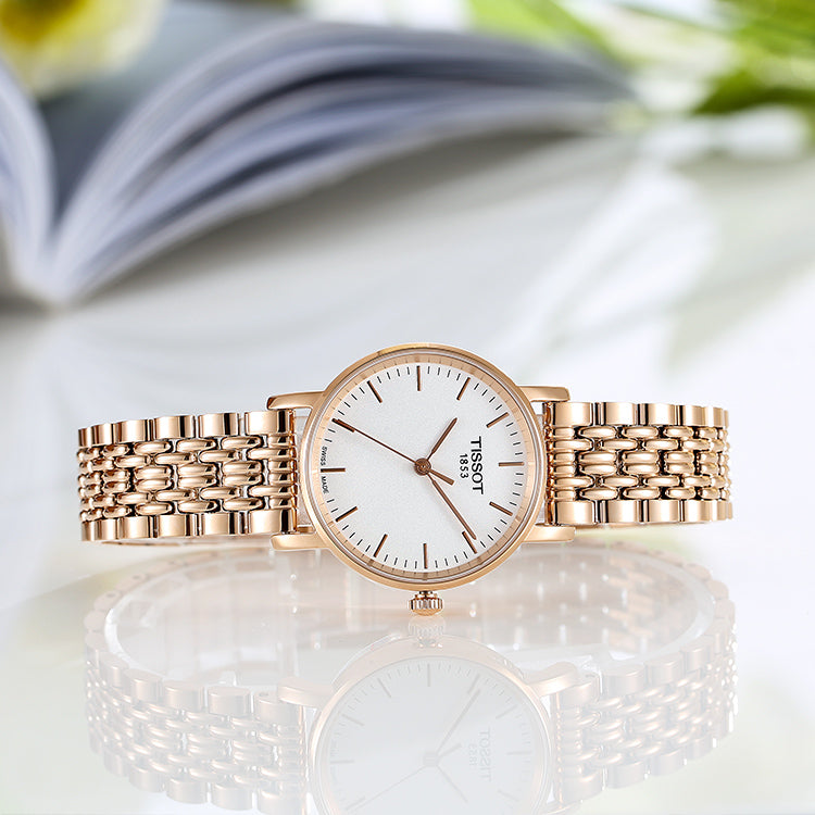 Tissot T Classic Everytime Small White Dial Rose Gold Mesh Bracelet Watch For Women - T109.210.33.031.00 Buy Now By Tissot