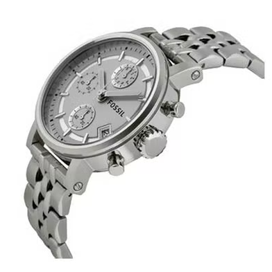 Fossil Boyfriend Chronograph Silver Dial Silver Steel Strap Watch for Women - ES2198 Buy Now By Fossil