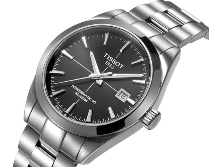 Tissot Gentleman Powermatic 80 Silicium Black Dial Silver Steel Strap Watch For Men - T127.407.11.061.01 Buy Now By Tissot