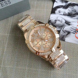Guess Frontier Chronograph Crystals Rose Gold Dial Rose Gold Steel Strap Watch for Men - W0799G3 Buy Now By Guess