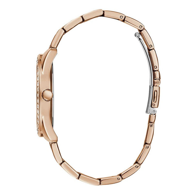 Guess G Twist Diamonds Rose Gold Dial Rose Gold Steel Strap Watch For Women - W1201L3 Buy Now By Guess