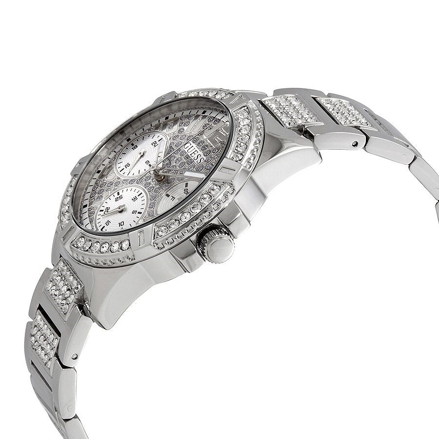 Guess Frontier Diamonds Silver Dial Silver Steel Strap Watch For Women - W1156L1 Buy Now By Guess