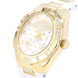Guess Luna Diamonds White Dial White Rubber Strap Watch for Women - W0653L3 Buy Now By Guess