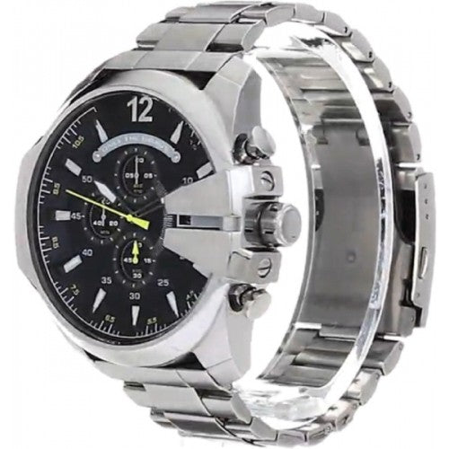 Diesel Mega Chief Chronograph Blue Dial Silver Steel Strap Watch For Men - DZ4465 Buy Now By Diesel