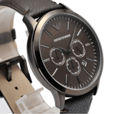 Emporio Armani Sportivo Black Dial Brown Leather Strap Watch For Men - AR2462 Buy Now By Emporio Armani