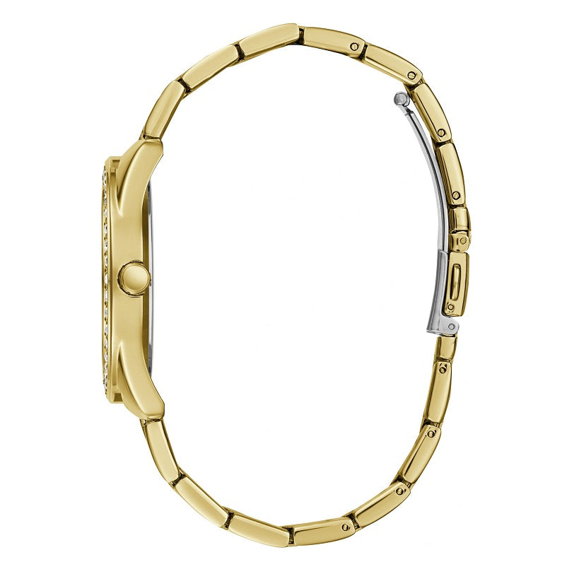 Guess G Twist Diamonds Gold Dial Gold Steel Strap Watch For Women - W1201L2 Buy Now By Guess