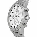 Hugo Boss Aeroliner Chronograph Quartz White Dial Silver Steel Strap Watch For Men - HB1512445 Buy Now By Hugo Boss