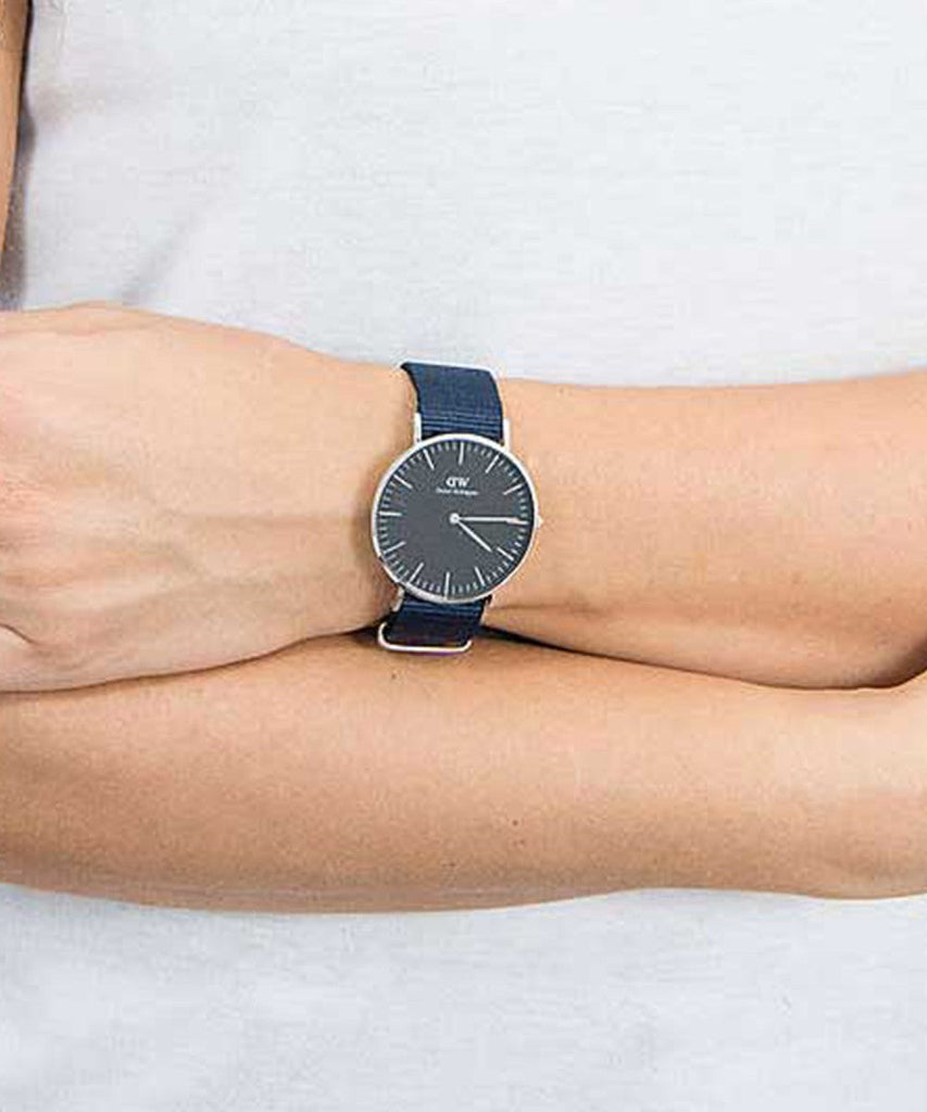 Daniel Wellington Classic Bayswater Black Dial Black NATO Strap Watch For Women - DW00100282 Buy Now By Daniel Wellington