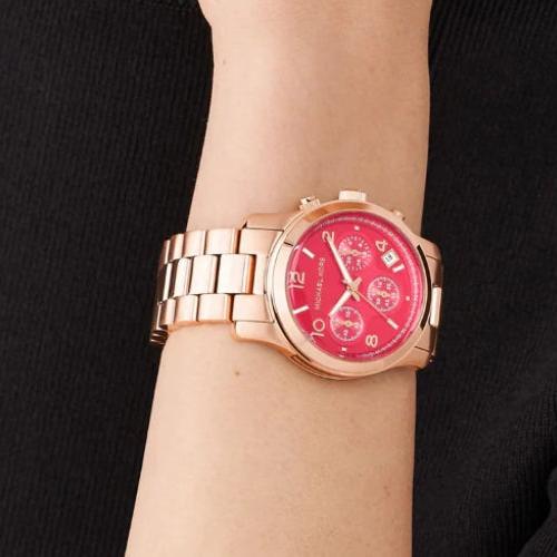 Michael Kors Runway Chronograph Pink Dial Rose Gold Steel Strap Watch For Women - MK7352 Buy Now By Michael Kors