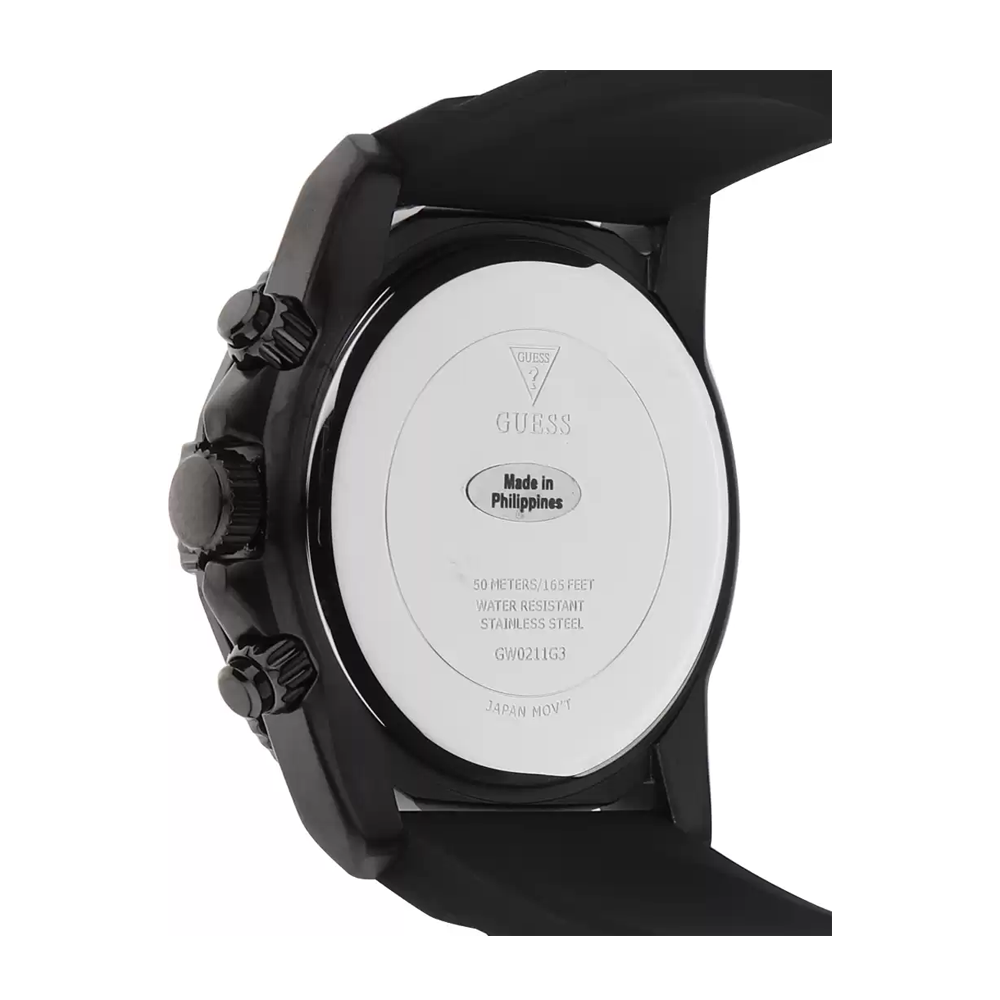 Guess Commander Black Dial Black Rubber Strap Watch for Men - GW0211G3 Buy Now By Guess