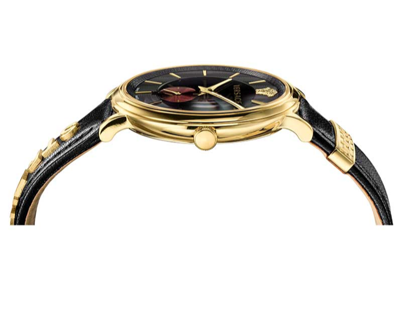 Versace V-Circle Manifesto Edition Black Dial Black Leather Strap Watch for Men - VBQ050017 Buy Now By Versace