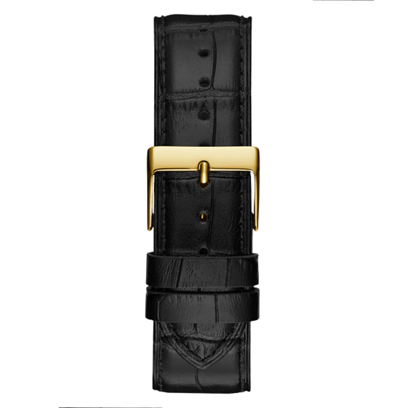 Guess Gadget Gold Dial Black Leather Strap Watch for Men - GW0570G1 Buy Now By Guess