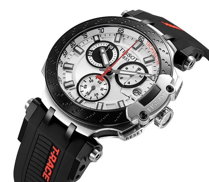 Tissot T Race Chronograph White Dial Black Silicone Strap Watch For Men - T115.417.27.011.00 Buy Now By Tissot