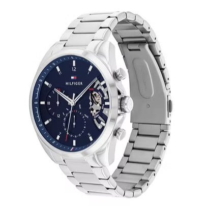 Tommy Hilfiger Baker Quartz Blue Dial Silver Steel Strap Watch For Men - 1710448 Buy Now By Tommy Hilfiger