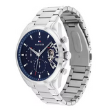 Tommy Hilfiger Baker Quartz Blue Dial Silver Steel Strap Watch For Men - 1710448 Buy Now By Tommy Hilfiger