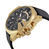Diesel Mega Chief Chronograph Black Dial Black Leather Strap Watch For Men - DZ4344 Buy Now By Diesel