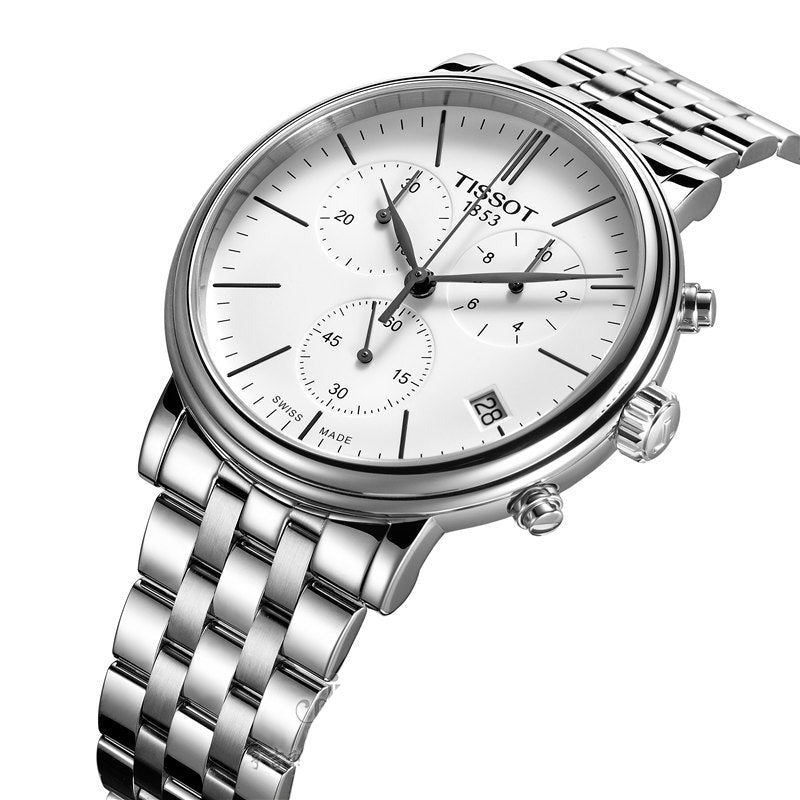 Tissot Carson Premium White Dial Silver Steel Strap Watch For Men - T122.417.11.011.00 Buy Now By Tissot