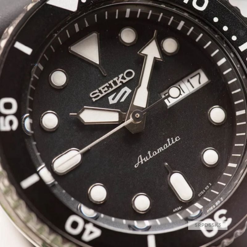 Seiko 5 Sport Automatic Black Dial Black Silicone Strap Watch For Men - SRPD65K3 Buy Now By Seiko