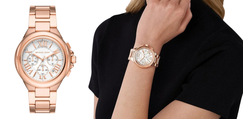 Michael Kors Camille Chronograph White Dial Rose Gold Steel Strap Watch For Women - MK7271 Buy Now By Michael Kors