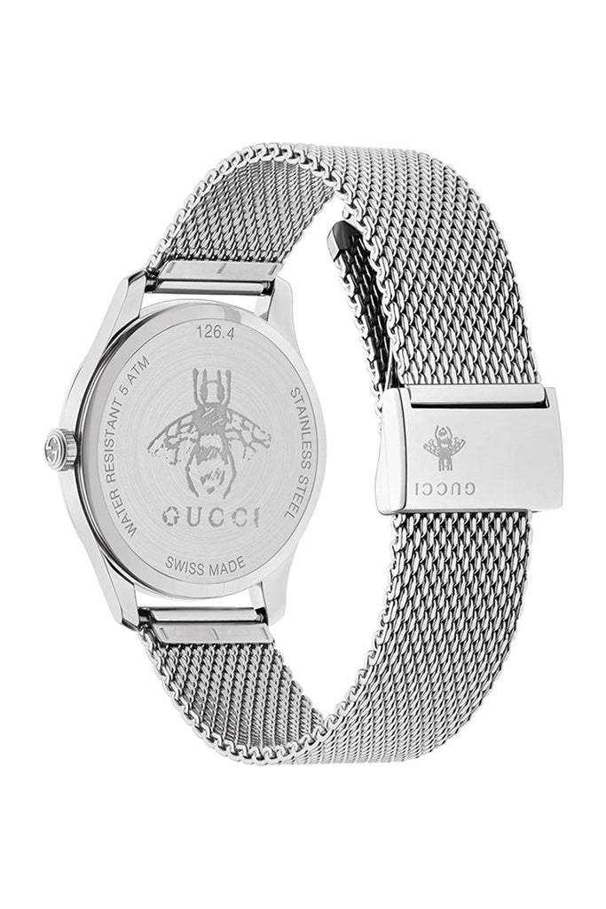 Gucci G-Timeless Turquoise Mother of Pearl Dial Silver Mesh Bracelet Watch For Women - YA126582