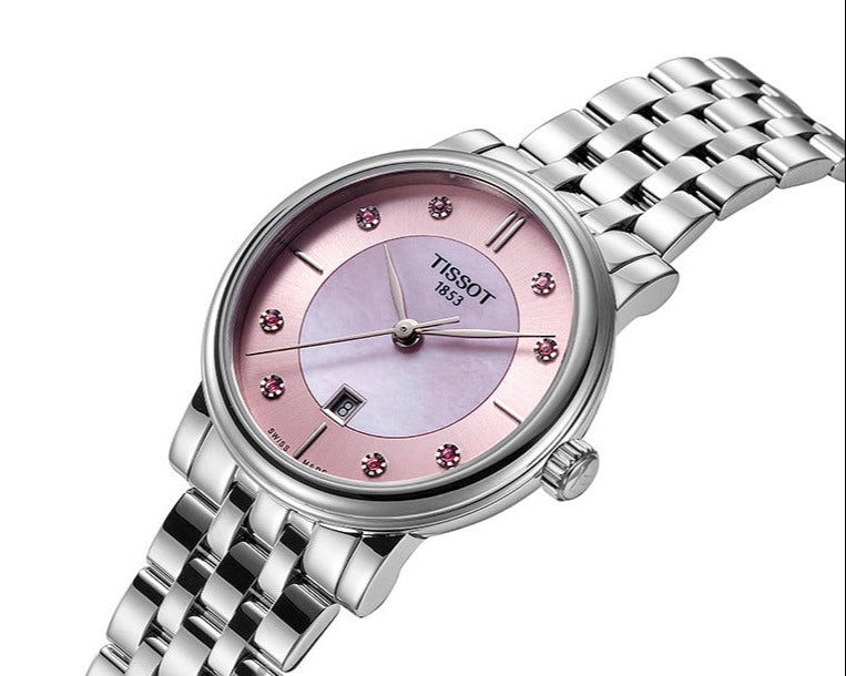 Tissot T Classic Carson Premium Pink Dial Silver Steel Strap Watch for Women - T122.210.11.159.00 Buy Now By Tissot