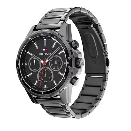 Tommy Hilfiger Mason Chronograph Black Dial Black Steel Strap Watch For Men - 1791935 Buy Now By Tommy Hilfiger
